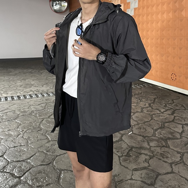 [M~XL]원핏 남자블래 윈드브레이커 후드집업 바람막이